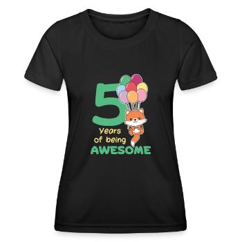 Fox for 5th birthday children five years old - Women's Functional T-Shirt - black - Front - AI Model Female 172 light (172cm)