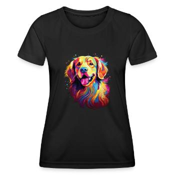 Watercolor Colorful Golden Retriever - Women's Functional T-Shirt - black - Front - AI Model Female 172 light (172cm)