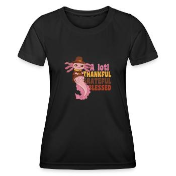 Thansgiving A lotl Thankful Grateful - Frauen Funktions-T-Shirt - Schwarz - Vorne - AI Model Female 172 light (172cm)