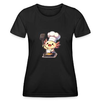Breakfast Fry Axolotl Cook - Women's Functional T-Shirt - black - Front - AI Model Female 172 light (172cm)