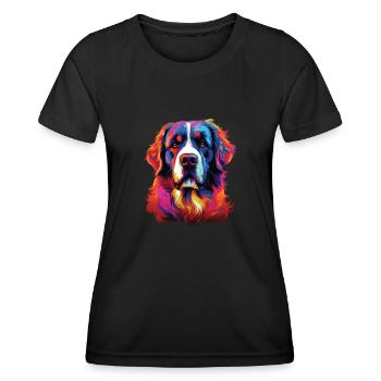Watercolor Colorful St. Bernard - Women's Functional T-Shirt - black - Front - AI Model Female 172 light (172cm)