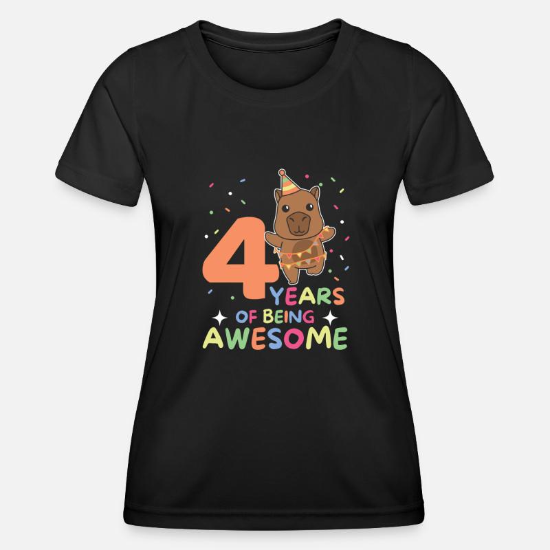 Capybara for 4-årsdagsbarn på fire år - Funksjons-T-skjorte for kvinner - svart