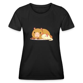 Mignon axolotl épais avec Capybara - T-shirt sport Femme - noir - Devant - AI Model Female 172 light (172cm)