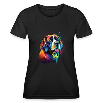 Watercolor Colorful St. Bernard - Women's Functional T-Shirt - black - Front - AI Model Female 172 light (172cm)