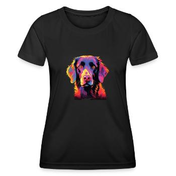 Watercolor Colorful Curly Coated Retriever - Women's Functional T-Shirt - black - Front - AI Model Female 172 light (172cm)