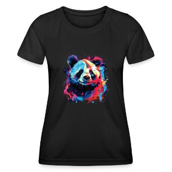 Wasserfarben Farbenfroher Panda bunte Tiere - Frauen Funktions-T-Shirt - Schwarz - Vorne - AI Model Female 172 light (172cm)