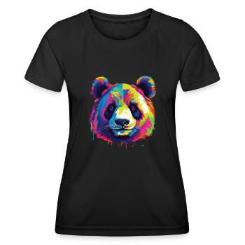Wasserfarben Farbenfroher Panda bunte Tiere - Frauen Funktions-T-Shirt - Schwarz - Vorne - AI Model Female 172 light (172cm)