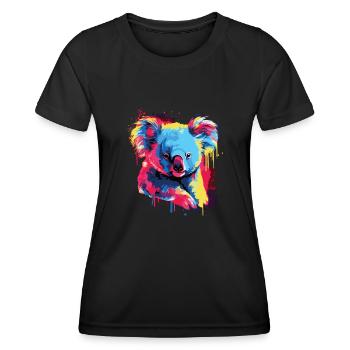 Wasserfarben Farbenfroher Koala bunte Tiere - Frauen Funktions-T-Shirt - Schwarz - Vorne - AI Model Female 172 light (172cm)