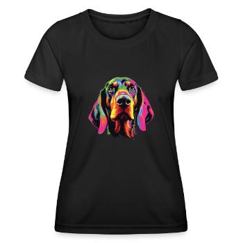 Watercolor Colorful Black And Tan Coonhound - Women's Functional T-Shirt - black - Front - AI Model Female 172 light (172cm)