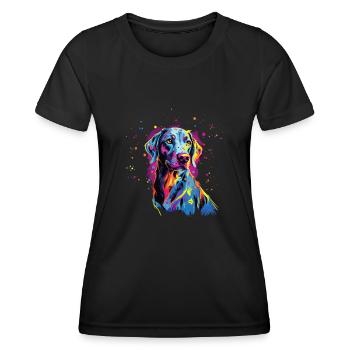 Wasserfarben Farbenfroher Louisiana Catahoula - Frauen Funktions-T-Shirt - Schwarz - Vorne - AI Model Female 172 light (172cm)