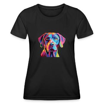 Aquarelle colorée dentelle bleue - T-shirt sport Femme - noir - Devant - AI Model Female 172 light (172cm)