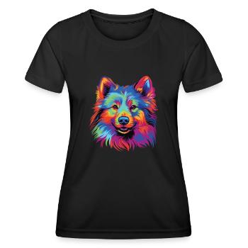 Aquarelle colorée finlandaise de Laponie - T-shirt sport Femme - noir - Devant - AI Model Female 172 light (172cm)