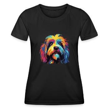 Aquarelle colorée épagneul tibétain - T-shirt sport Femme - noir - Devant - AI Model Female 172 light (172cm)