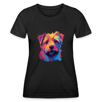 Wasserfarben Farbenfroher Norfolk Terrier - Frauen Funktions-T-Shirt - Schwarz - Vorne - AI Model Female 172 light (172cm)