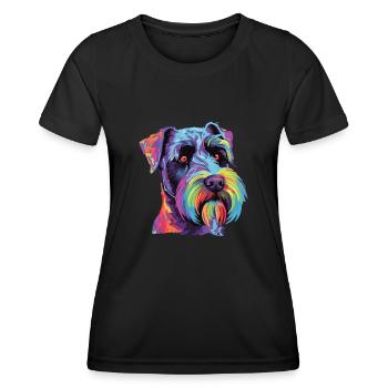 Wasserfarben Farbenfroher Standard Schnauzer - Frauen Funktions-T-Shirt - Schwarz - Vorne - AI Model Female 172 light (172cm)