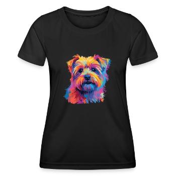 Wasserfarben Farbenfroher Norfolk Terrier - Frauen Funktions-T-Shirt - Schwarz - Vorne - AI Model Female 172 light (172cm)