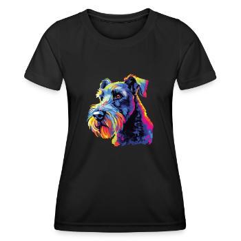Wasserfarben Farbenfroher Kerry Blue Terrier - Frauen Funktions-T-Shirt - Schwarz - Vorne - AI Model Female 172 light (172cm)