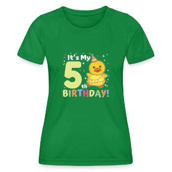 Duck for 5th birthday children five years old - Women's Functional T-Shirt - kelly green - Front - AI Model Female 172 dark (172cm)