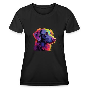 Watercolor Colorful Curly Coated Retriever - Women's Functional T-Shirt - black - Front - AI Model Female 172 light (172cm)