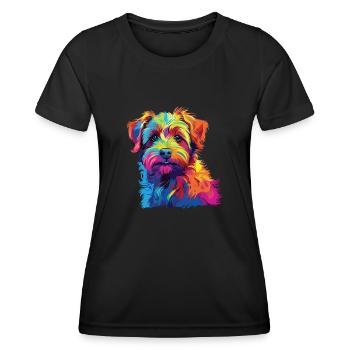 Wasserfarben Farbenfroher Norfolk Terrier - Frauen Funktions-T-Shirt - Schwarz - Vorne - AI Model Female 172 light (172cm)