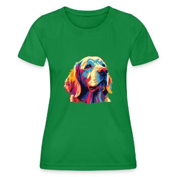 Watercolor Colorful Clumber Spaniel - Women's Functional T-Shirt - kelly green - Front - AI Model Female 172 dark (172cm)