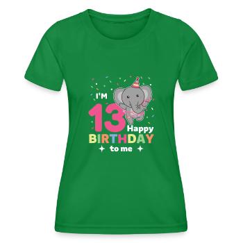 Elephant for 13th birthday for children thirteen - Women's Functional T-Shirt - kelly green - Front - AI Model Female 172 dark (172cm)