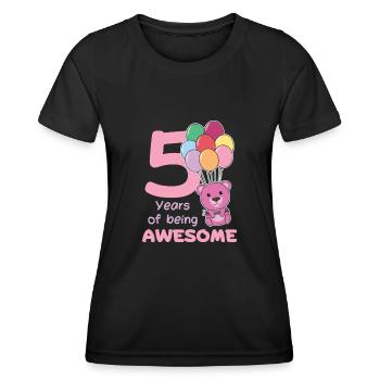 Bear for 5th birthday children five years old - Women's Functional T-Shirt - black - Front - AI Model Female 172 light (172cm)
