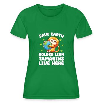 Sauvez la Terre Les tamarins-lions dorés vivent ici - T-shirt sport Femme - vert - Devant - AI Model Female 172 dark (172cm)