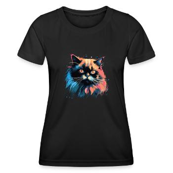 Katze Wasserfarben bunte Himalaya-katze - Frauen Funktions-T-Shirt - Schwarz - Vorne - AI Model Female 172 light (172cm)