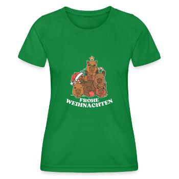 Frohe Weihnachten Capybara Heiligabend Capybaras - Frauen Funktions-T-Shirt - Kelly Green - Vorne - AI Model Female 172 dark (172cm)