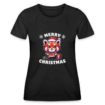 Christmas Fairy Lights Red Panda - Women's Functional T-Shirt - black - Front - AI Model Female 172 light (172cm)