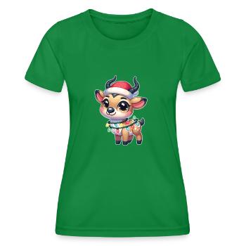 Weihnachten Lichterkette Saigaantilope - Frauen Funktions-T-Shirt - Kelly Green - Vorne - AI Model Female 172 dark (172cm)