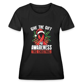 Ruban rouge à offrir pour Noël - T-shirt sport Femme - noir - Devant - AI Model Female 172 light (172cm)