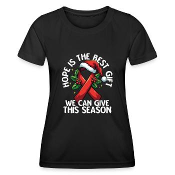 L’espoir est le meilleur cadeau Sensibilisation au sida - T-shirt sport Femme - noir - Devant - AI Model Female 172 light (172cm)
