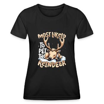 Le plus susceptible de caresser les rennes Holiday - T-shirt sport Femme - noir - Devant - AI Model Female 172 light (172cm)