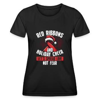 Les rubans rouges répandent l’amour, pas la peur, - T-shirt sport Femme - noir - Devant - AI Model Female 172 light (172cm)