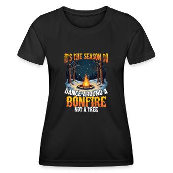 Es Ist Die Jahreszeit, Um Um Ein Lagerfeuer Zu - Frauen Funktions-T-Shirt - Schwarz - Vorne - AI Model Female 172 light (172cm)