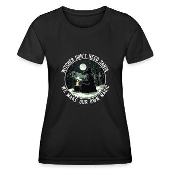 Witches Don't Need Santa Holiday Solstice Magic - Women's Functional T-Shirt - black - Front - AI Model Female 172 light (172cm)