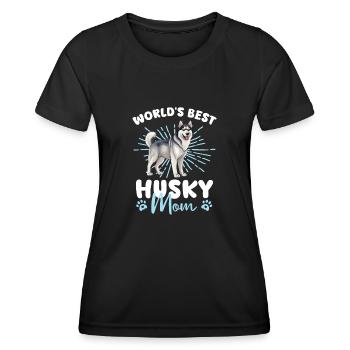 Husky de Sibérie Groovy Husky Mom - T-shirt sport Femme - noir - Devant - AI Model Female 172 light (172cm)
