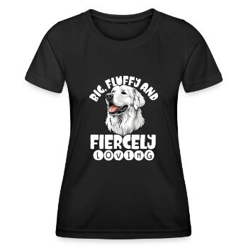 Bouvier des Pyrénées Great Pyrenees Big Fluffy - T-shirt sport Femme - noir - Devant - AI Model Female 172 light (172cm)