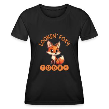 Lookin' Foxy Today, Bezaubernder Fuchsliebhaber - Frauen Funktions-T-Shirt - Schwarz - Vorne - AI Model Female 172 light (172cm)