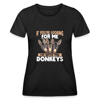 Wenn Du Mich Suchst, Bin Ich Bei Den Esel - Frauen Funktions-T-Shirt - Schwarz - Vorne - AI Model Female 172 light (172cm)