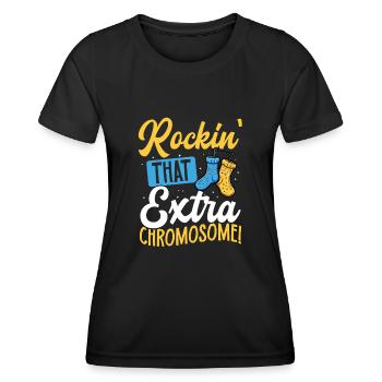 Rockin' That Extra Chromosome Fun Down Syndrome - Frauen Funktions-T-Shirt - Schwarz - Vorne - AI Model Female 172 light (172cm)