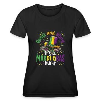 Perles et bling C’est un Mardi festif - T-shirt sport Femme - noir - Devant - AI Model Female 172 light (172cm)