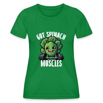 Got Spinat Muscle Funny Gym Workout - Frauen Funktions-T-Shirt - Kelly Green - Vorne - AI Model Female 172 dark (172cm)