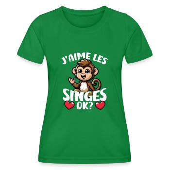 Ich mag Affen ok? Süßer Affe - Frauen Funktions-T-Shirt - Kelly Green - Vorne - AI Model Female 172 dark (172cm)