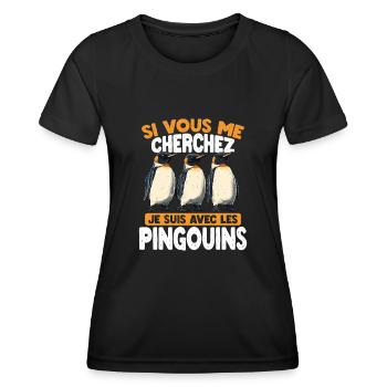 Wenn Du Mich Suchst, Bin Ich Bei Den Pinguine - Frauen Funktions-T-Shirt - Schwarz - Vorne - AI Model Female 172 light (172cm)