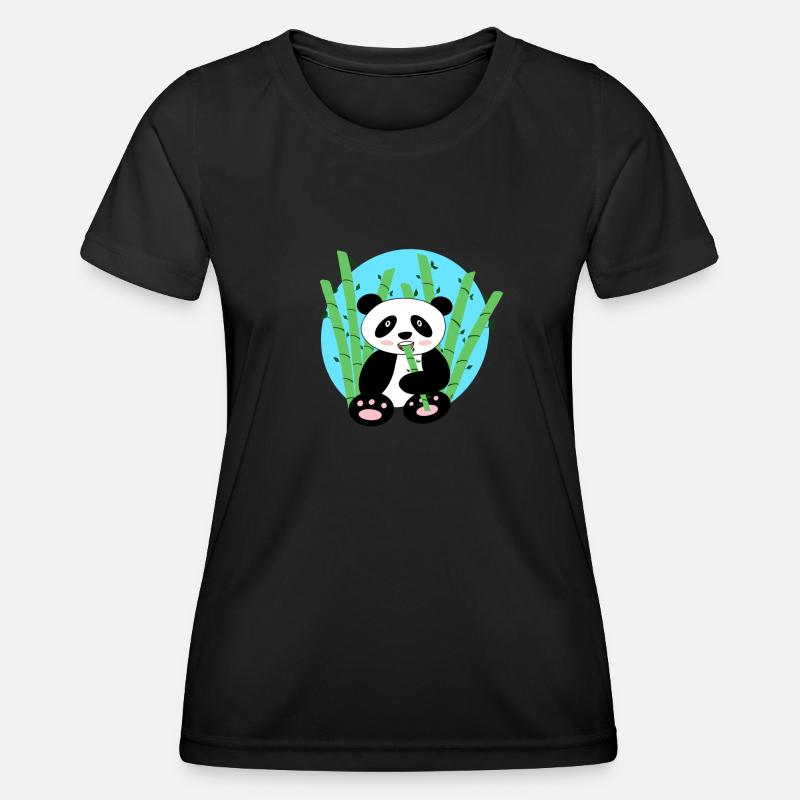 Panda and bamboo - Women's Functional T-Shirt - black