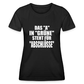 Witze Grüne Grünen Partei Öko Sprüche Klima Co2 - Frauen Funktions-T-Shirt - Schwarz - Vorne - AI Model Female 172 light (172cm)