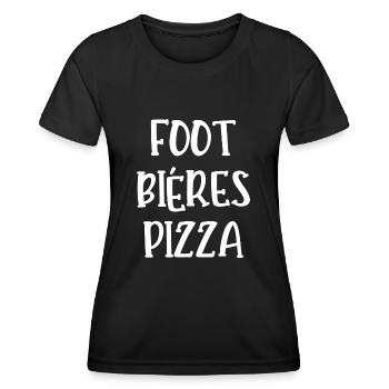 foot bières pizza - T-shirt sport Femme - noir - Devant - AI Model Female 172 light (172cm)